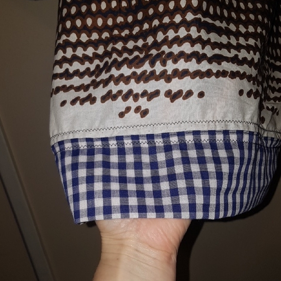 One-of-a-Kind Indigo blue & ivory print Patchwork Kimono | Blue Gingham Trim - Picture 12 of 12